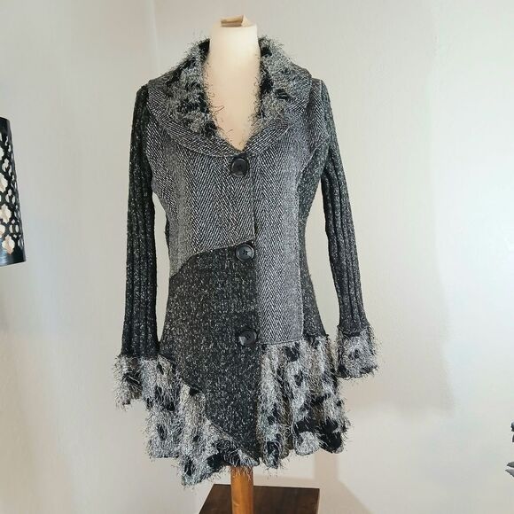 SIONI NWT Multi-Print Cardigan Sweater Size Large - Picture 1 of 13
